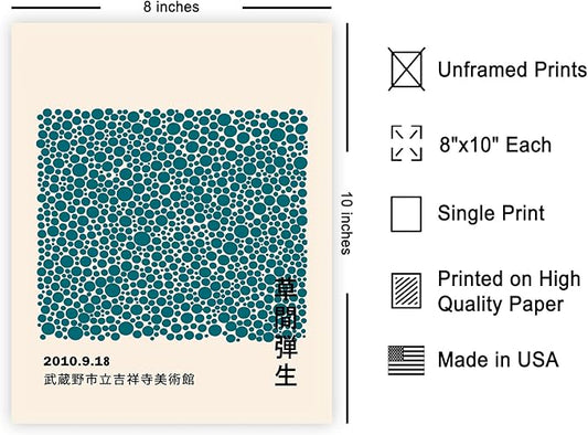 Poster Master Infinity Dots Print - Yayoi Kusama Poster - Abstract Japanese Art - Trendy Gift for Men & Women - Pop Art Decor for Office, Bedroom or Living Room - 8x10 UNFRAMED Wall Art