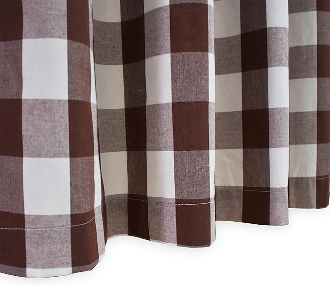 3 Pieces Tier Curtains and Valance Set Buffalo Check Kitchen Tiers Plaid Gingham Grommet Top Classic Short Small Cafe Curtains Country Farmhouse Cafe Bathroom 54"x18"/32"x24" Brown & White