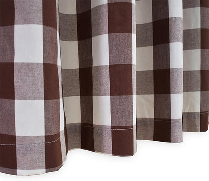 3 Pieces Tier Curtains and Valance Set Buffalo Check Kitchen Tiers Plaid Gingham Grommet Top Classic Short Small Cafe Curtains Country Farmhouse Cafe Bathroom 54"x18"/32"x24" Brown & White