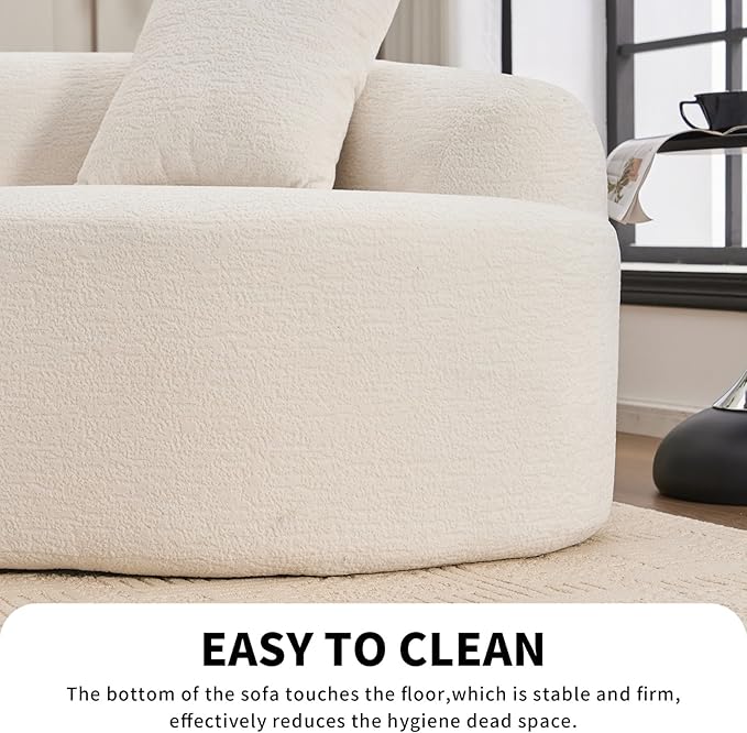 KEIKI Curved Chenille Modular Sectional Couches with Pillows, 4 Seater Oversized Upholstered Luxury Plush Cloud Sofa for Living Room Apartment, Full Compression Sponge,