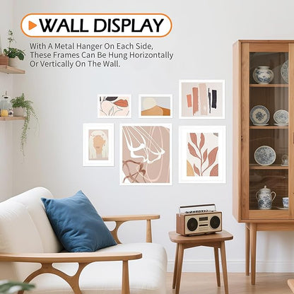 8x10 Picture Frame Set of 2, White Photo Frame for Tabletop or Wall Display, Display Pictures 5x7 with Mat or 8x10 Without Mat, Frame Collage with HD Plexiglass for Gallery Wall Home Decor