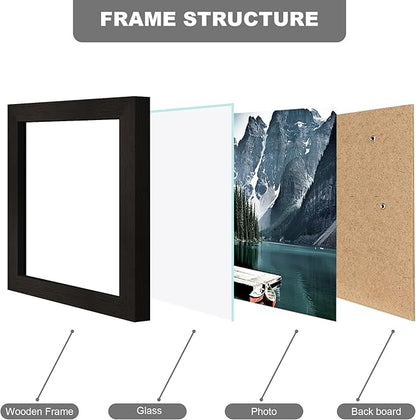 Hongkee 4x5 Picture Frame - Made of Real Glass and Black Wooden Frame, 4 by 5 small Photo for Wall or Tabletop Display, 3 Pack