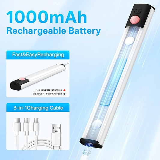 Under Cabinet Lighting,LED Closet Lights,Rechargeable Motion Sensor Light Indoor,3 Colors Dimmable,Magnetic Installation for Kitchen,Wardrobe,Bedroom,Drawer 3Pack