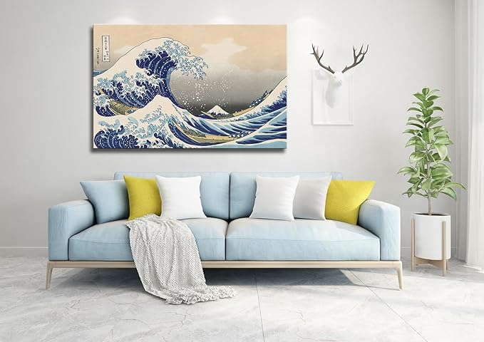 dgbtcart The Great Wave off Kanagawa by Hokusai Canvas Wall Art Japanese Classic Artwork Painting Decor for Living Room Seascape Picture Print for Bedroom Office Decoration - 32"x48"