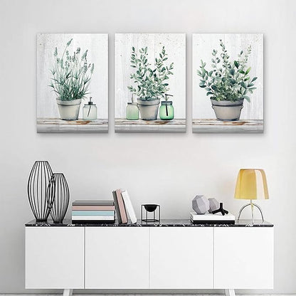 MHARTK66 Large Wall Decor For Bedroom Canvas Wall Art Paintings For Kitchen Dining Room Wall Decoration For Living Room Office Decor Green Leaf Vase Wall Pictures Artwork For Home Walls 20x28in
