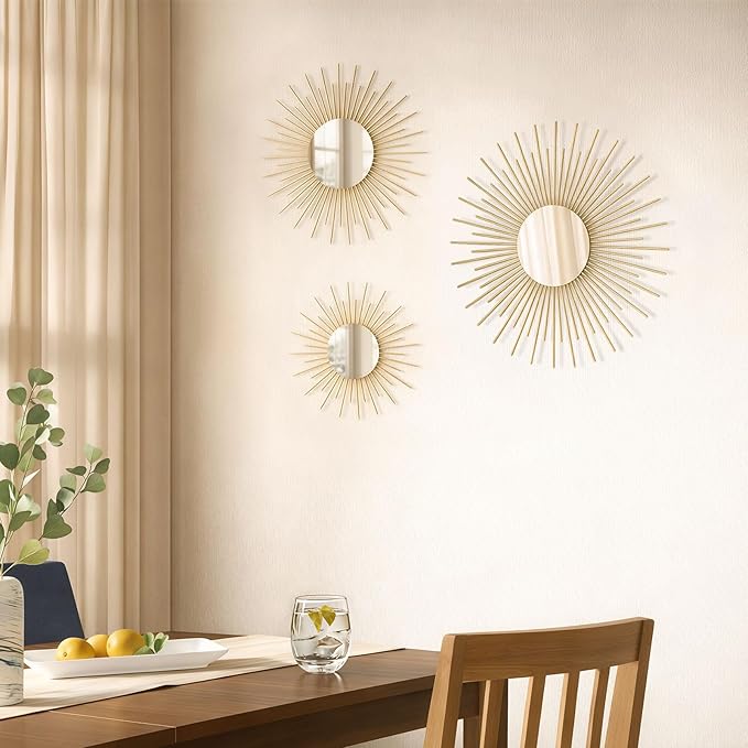 AIM & GGKK Gold Metal Wall Decor, Set of 3 Modern Metal Wall Art for Living Room, Minimalist Contemporary Gold Decor for Bedroom, Boho Accent Home Decoration