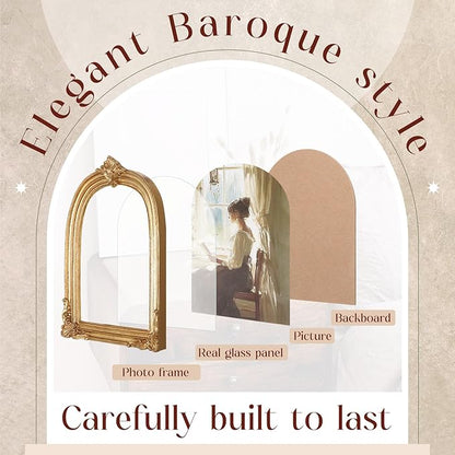 Wonderjune 7 Pcs Vintage Picture Frames Set with Glass Front Antique Gold Gallery Wall Frames 7x9 6x8 5x7 4x6 2x3, Baroque for Home Decor Photography Props Gifts, Wall or Tabletop (Victorian)
