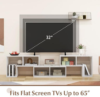 Giantex Free-Combination TV Stand for Bedroom - Entertainment Center for 50 55 60 65 Inch TV, 3-Piece Media Console Table with Storage Cubes, Deformable Open Storage Bookcase Shelf (White)