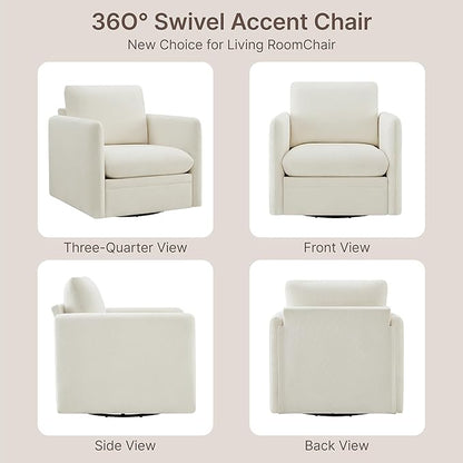 360° Swivel Accent Chair Set of 2,Upholstered Armchair with Deep Seat, Sturdy Metal Base for Living Room,Nursery,Bedroom,Linen