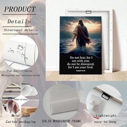 Jesus Walking on Water Canvas Wall Art Christian Inspirational Painting Picture Wall Decor Do Not Fear for I Am with You Bible Poster Print for Church Living Room Prayer Room Home Decor16x24 in canvas