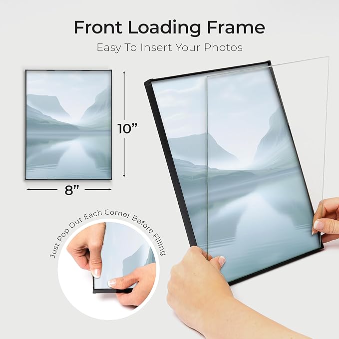 MANTELLO ESSENTIALS 8x10 Picture Frame - Set of 6 - Black Frames, Picture Frames for Wall and Tabletop