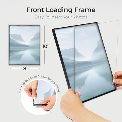 MANTELLO ESSENTIALS 8x10 Picture Frame - Set of 6 - Black Frames, Picture Frames for Wall and Tabletop