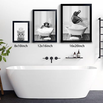 calmart Funny Decor Wall Art - Zebra Pictures, Sign,s Funny Animal Canvas Painting, Framed Artwork for Toilet