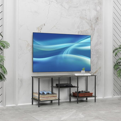 50 Inch TV Stand for Bedroom Dark Grey Entertainment Center with Storage 3 Tier TV Consoles for Living Room TV Media Console Table Cabinet with Open Storage Shelves for 50 43 40 32 Inch TV