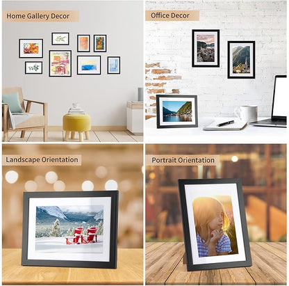 Giftgarden Black 5x7 Picture Frame Set of 10, Matted to 4x6 Picture with Mat or Multi 5x7 Photo without Mat, Wall Hanging or Tabletop Display