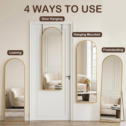 Antok Full Length Over-the-Door Hanging Mirror - Freestanding Wall Mount Leaning Body Mirror for Bedroom Living Room Entryway, 48" L x 14" W, Gold