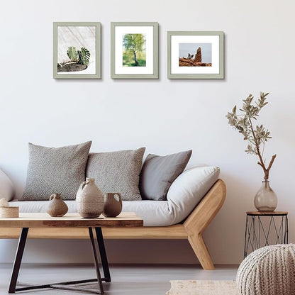 Golden State Art, 8x10 Picture Frame Set of 6 - Matted to 5x7 Photo - Engineered Wood Gallery Frame Set - Wall Mounting or Tabletop Display (Grey,6 Pack)