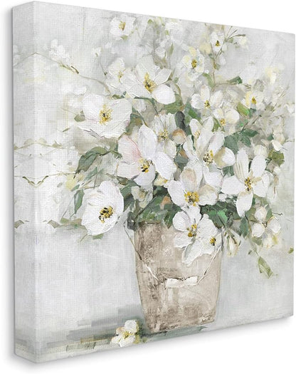 Stupell Industries 'Farmhouse Poppies Floral Blossom Bouquet Country Bucket', Canvas Art, 36 x 36 Inches, Easy to Hang and Sturdy, Made in USA, by Sally Swatland