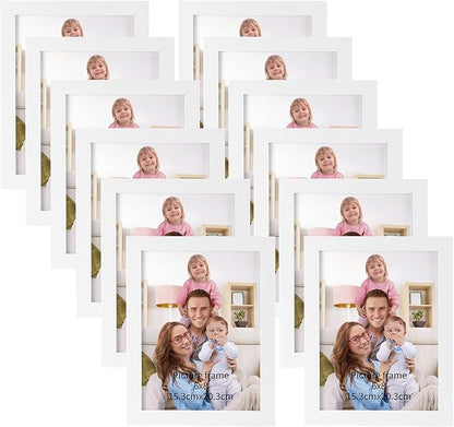 Giftgarden 6x8 Picture Frame White 6 x 8 Photo Frames Bulk for Wall or Tabletop Display, 12 Pack