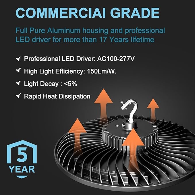 Lightdot Smart 200W LED High Bay Light with Control (Supports Normal Mode & Motion Mode) 30000lm UFO High Bay Shop Light, AC100-277V 5000K Daylight with Plug-4Pack