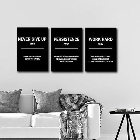 3 Pieces Inspirational Canvas Wall Art Motivational Quotes That Make People Passionate Signs of Success Posters Print Artwork for Office Bedroom Bathroom Wall Picture Ready to Hang [60''W x 28''H]