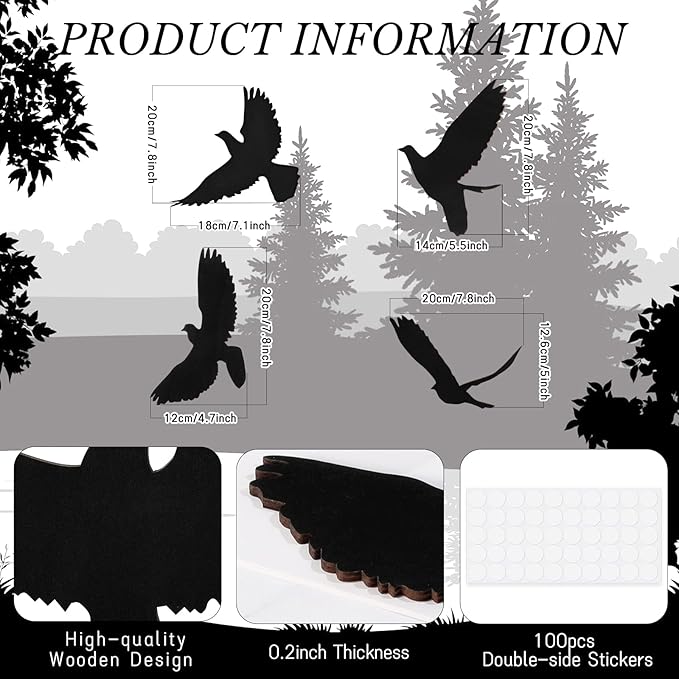 Blulu 4 Pieces Wooden Bird Wall Decor Flying Bird Sculptures Wall Art Decor Silhouette Art Wooden sign for Home Living Room Bedroom Kitchen Hanging Decoration, 4 Size
