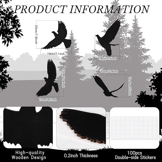 Blulu 4 Pieces Wooden Bird Wall Decor Flying Bird Sculptures Wall Art Decor Silhouette Art Wooden sign for Home Living Room Bedroom Kitchen Hanging Decoration, 4 Size