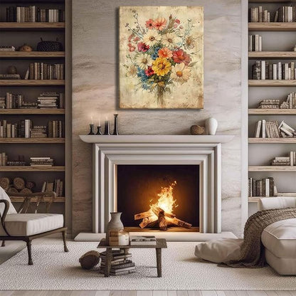 KISSFOX Framed Colorful Wildflower Canvas Wall Art Set Of 3 Flowers Pictures Prints Flowers Printing Floral Watercolors Flower wall Decor Living Room Girls Bedroom Bathroom