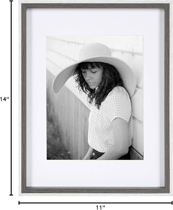 Kate and Laurel Gibson Transitional Frame Set, Set of 4, 11" x 14", White and Gray, Casual Frames for Any Room in The Home
