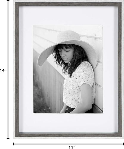 Kate and Laurel Gibson Transitional Frame Set, Set of 4, 11" x 14", White and Gray, Casual Frames for Any Room in The Home