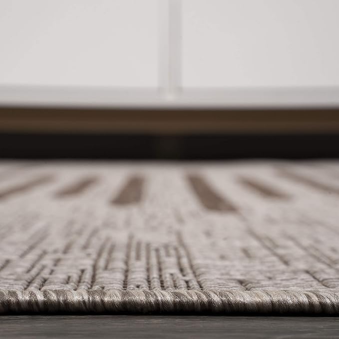 JONATHAN Y Stripe Geometric Indoor Outdoor Area Rug 8X10 Beige/Brown, Zolak Berber for Backyard, Patio, Porch, Easy-Cleaning, High Traffic, Pet-Friendly, Non-Shedding (SMB124A-8)