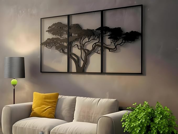 AILLA Tree of Life Wall Art Decor Set of 3 Wall Hanging Sculpture Modern Wall Home Decoration 3D Textured Sculptures for Living Room Bedroom Office Dinnig Room 3 Panels Family Tree Wall Hangings