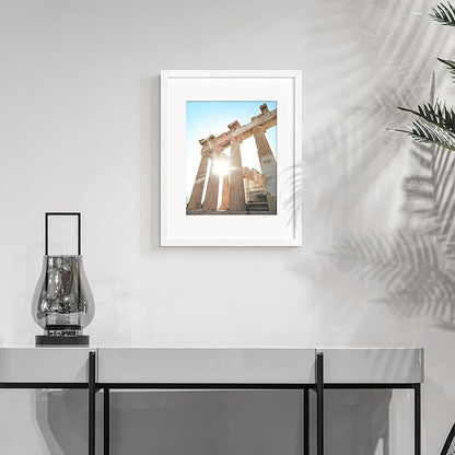 Wiscet Picture Frame Set of 9, 11x14 with Mat or 8x10, White, Classic Design, Engineered Wood, Wall Mount or Tabletop