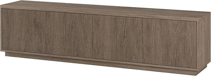 Henn&Hart Fluted TV Stand for TVs up to 85" with 2 Concealed Ribbed Storage Cabinets and Adjustable Shelves for Living Room, Family Room, or Office, Weathered Gray