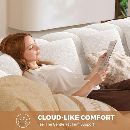 107" Chenille Boneless Couch with L - Shaped Chaise, Comfy Modular Sectional Sofa with Tufted Design, Modern Upholstered Sofa, No - Assembly Sectional Couch, Oatmeal | Modular Sectional, Tufted Design, Modern Upholstered, No-Assembly