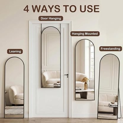 Antok Full Length Over-the-Door Hanging Mirror - Freestanding Wall Mount Leaning Body Mirror for Bedroom Living Room Entryway, 48" L x 14" W, Black