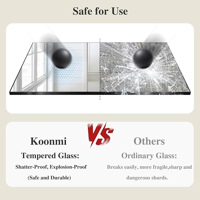 Koonmi Black Mirrors for Wall, 30x48 Inch Bathroom Mirror, Rectangular Wall Mirror for Living Room Bedroom Bathroom, Hangs Horizontally or Vertically