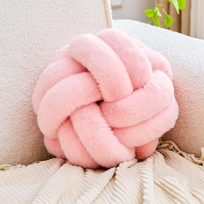 Knot Pillow Ball, Soft Home Decorative Throw Pillows Cushion, Round Changeability Knotted Pillows, Modern Home Handmade Cushions for Bedroom, Sofa, Couch (11 Inch,Pink)