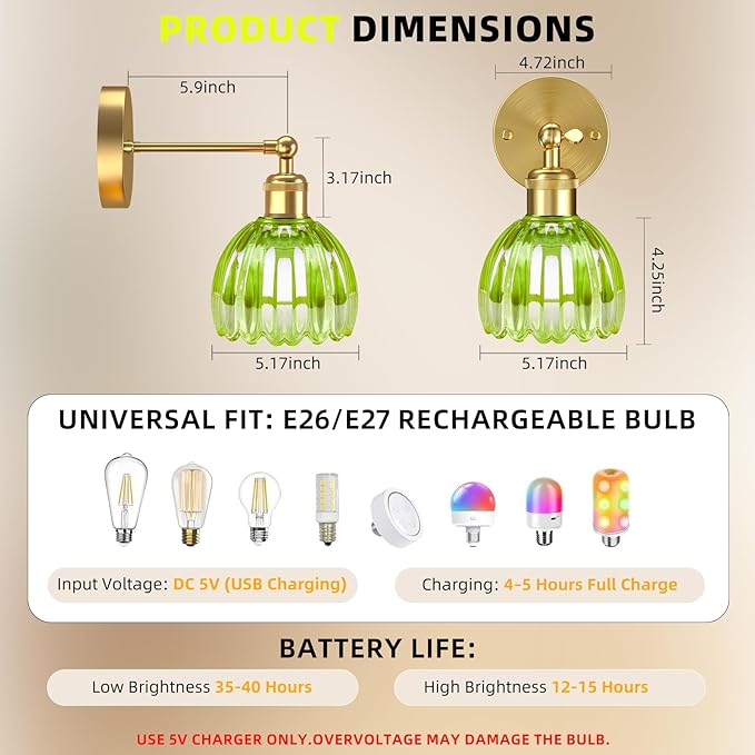 Battery Operated Wall Sconce with Remote Control, Wireless Wall sconces Set of Two with 7000mAh Dimmable Magnetic RGB Bulbs, Rechargeable Wall Light for Bedside Bedroom Living Room Hallway Wall Decor