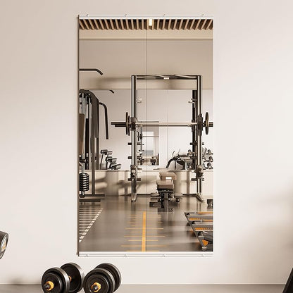 TETOTE Home Gym Mirror for Wall 56" x 16" - 2PCS Large Frameless Tempered Glass Workout Exercise Fitness Mirror for Home Gym, Garage, Dance Studio, Yoga, Bedroom, Living Room