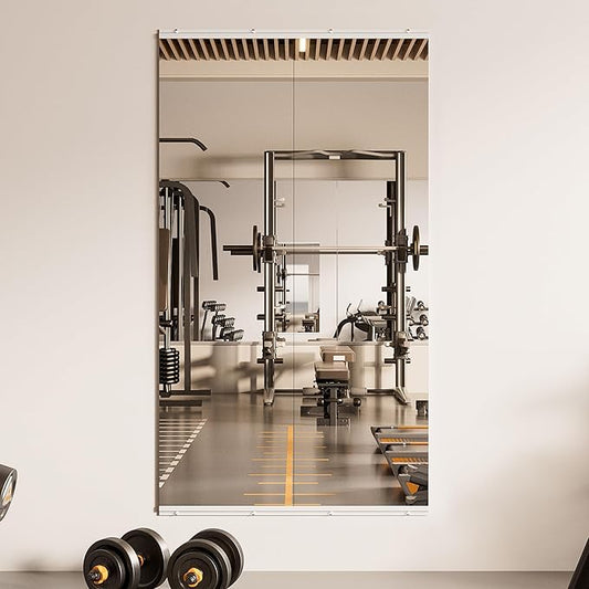 TETOTE Home Gym Mirror for Wall 56" x 16" - 2PCS Large Frameless Tempered Glass Workout Exercise Fitness Mirror for Home Gym, Garage, Dance Studio, Yoga, Bedroom, Living Room