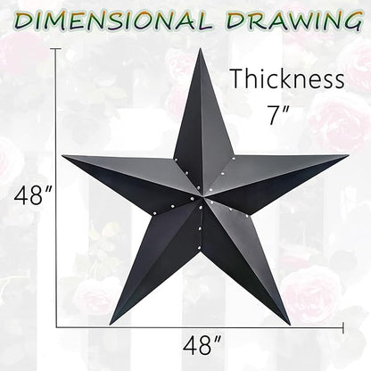 VIVICOMFY 48" Black Barn Star Metal Wall Hanging Decor - Outdoor & Indoor, Rust Resistant, Weatherproof - Perfect for Living Room & Farmhouse Decor