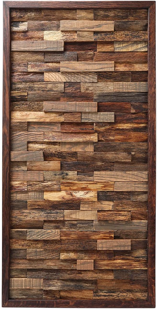 CONSDAN Wood Wall Decor | USA Grown Hardwood, Rustic Wooden Wall Art, Home Decorations for Living Room and Bedroom Aesthetic, Framed and Ready to Hang, Brick, 36" x 18"