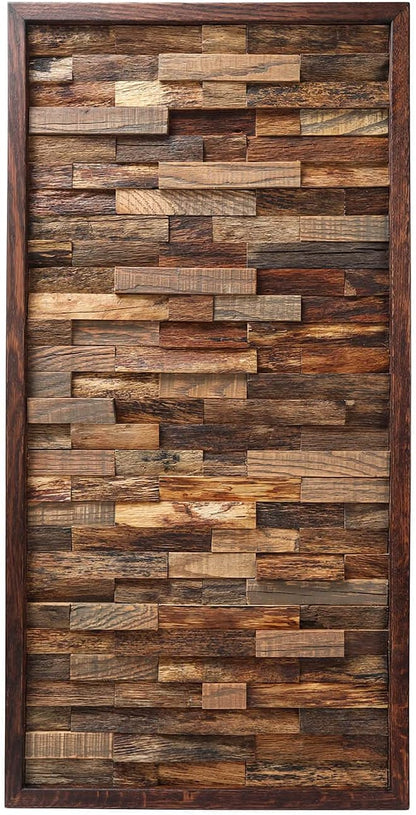 CONSDAN Wood Wall Decor | USA Grown Hardwood, Rustic Wooden Wall Art, Home Decorations for Living Room and Bedroom Aesthetic, Framed and Ready to Hang, Brick, 36" x 18"