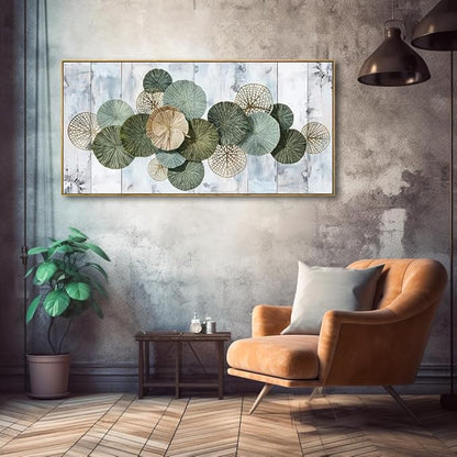 Wall Art Simple Wall Decor Green Canvas Painting Abstract Wall Art for Bedroom Living Room Dining Room Home Office Decor 24"x48" with Framed