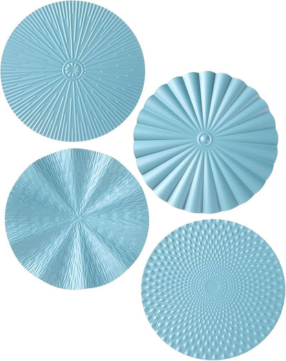 Hicarer 4 Pcs 12 Inch Metal Wall Art Decor Sunburst Hanging Metal Artwork Decor Wall Art Decorations for Home Living Room Office Gift for Christmas(Ocean Blue)