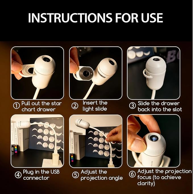 2-in-1 Galaxy Projector Night Light, USB Powered with Flexible Gooseneck & Touch Control for Bedroom, Car (10 Pieces)