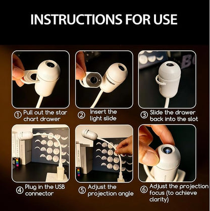 2-in-1 Galaxy Projector Night Light, USB Powered with Flexible Gooseneck & Touch Control for Bedroom, Car (5 Pieces-A)