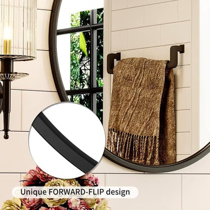Growsun 28'' Black Round Mirror for Bathroom, Circle Bathroom Mirror for Wall, Entryway Living Room with Metal Frame for Home Decor, 2 Pack
