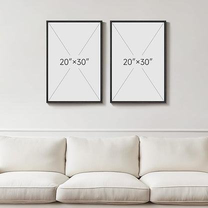 Framed Neutral Abstract Minimalist Wall Art, 2 Piece Large Modern Canvas Prints Paintings Artwork for Walls, Black Beige Brown Abstract Art Pictures for Living Room Dining Bedroom Wall Decor 20x30 In